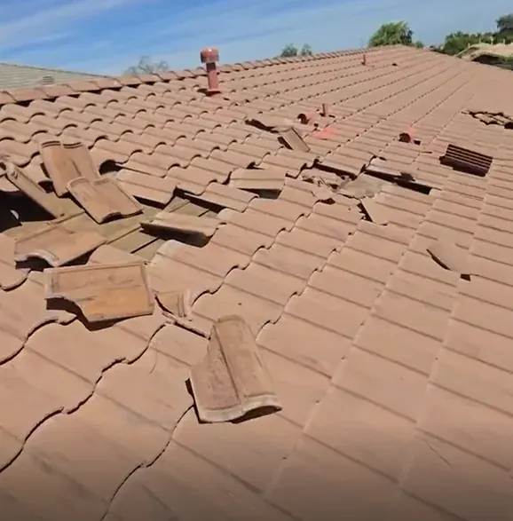 Roof Doc roof inspection showing broken and displaced tile
